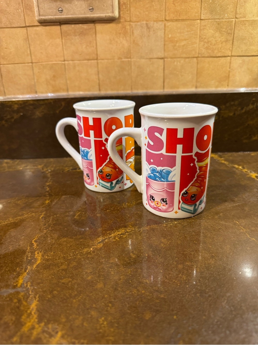 Lot 2 Shopkins Rainbow Coffee Cup Mug 2017 Microwave/Dishwasher safe New